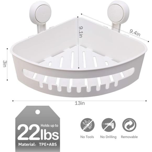 Suction Cup Corner Shower Shelf-No Drilling,Removable Bath Shelf With Heavy Duty - Picture 6 of 7